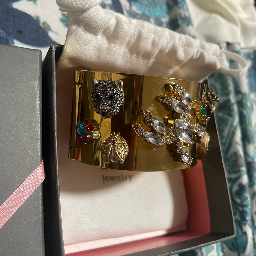 Gold-Tone Crystal Embellished Cuff Bracelet - Picture 3 of 6